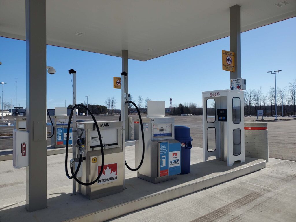 Two diesel pumps at a semi truck gas station