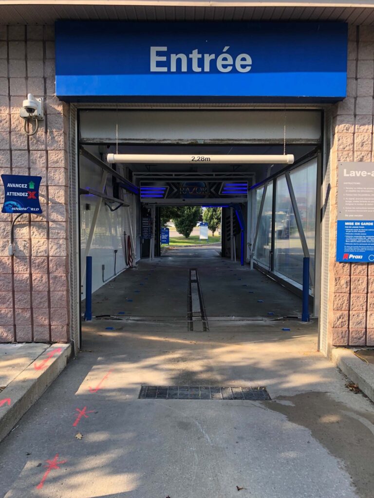 Entrance view of an In-bay touchfree car wash